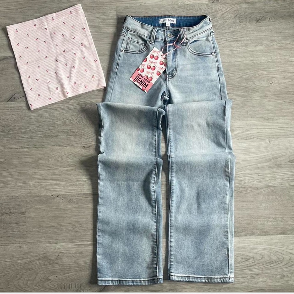 Light Blue Jeans with tube top set